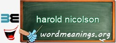 WordMeaning blackboard for harold nicolson